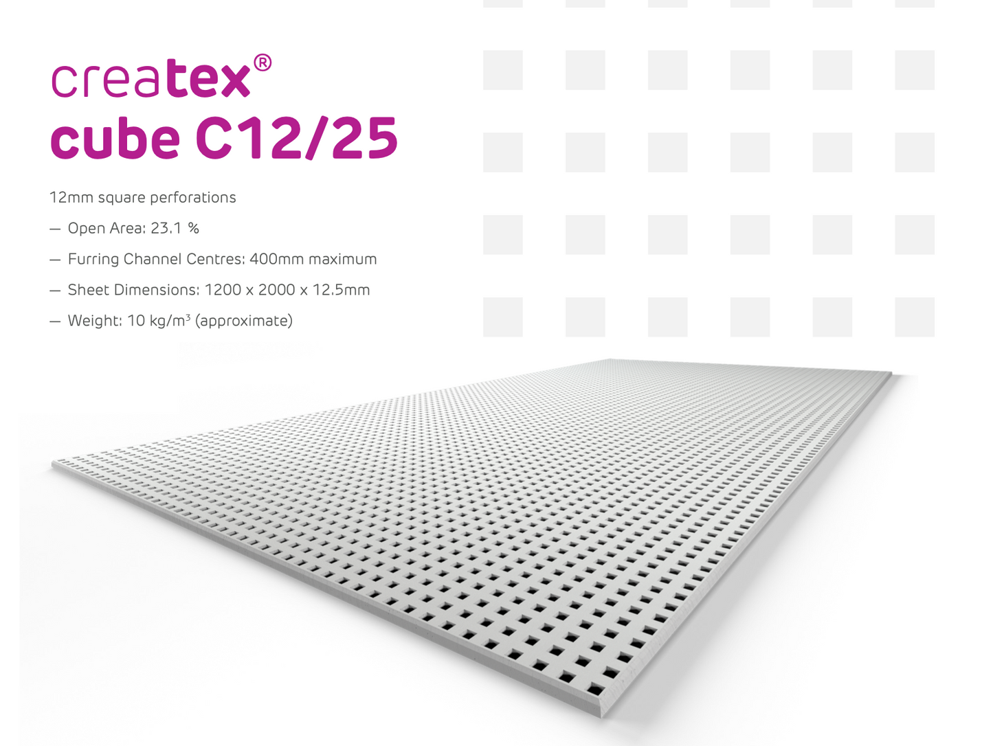 Siniat Createx C12/25- 12.5mm x 1200mm x 2000mm