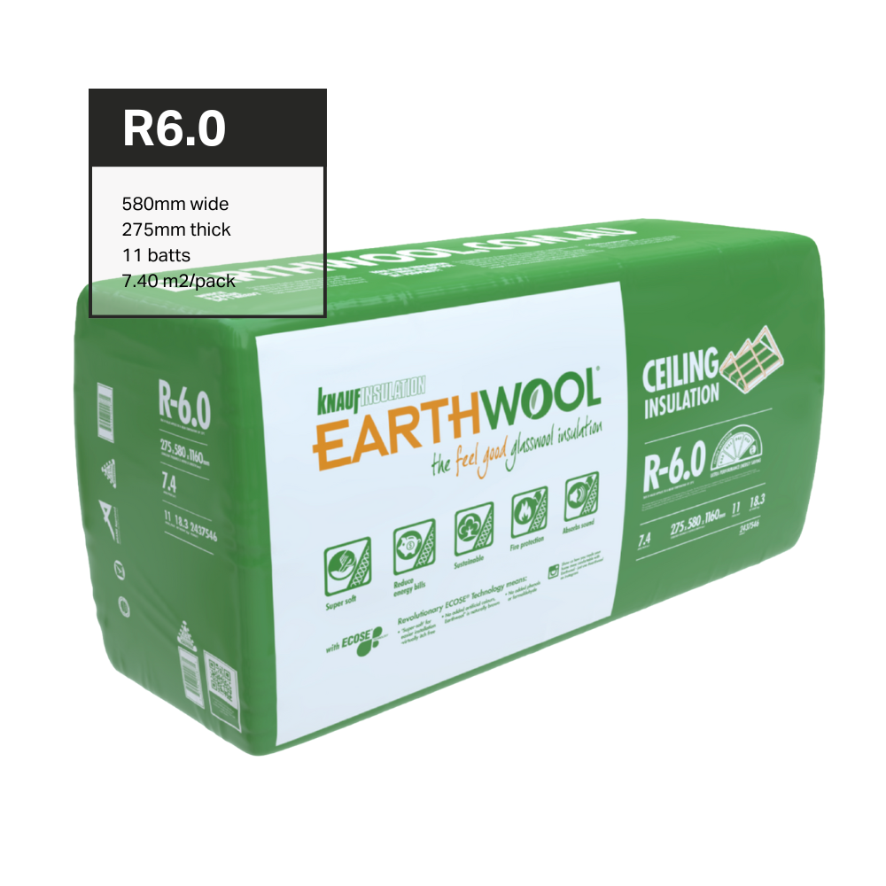 Earthwool® R-6.0 Ceiling Insulation- 275mm x 1160mm - 11pc/pack