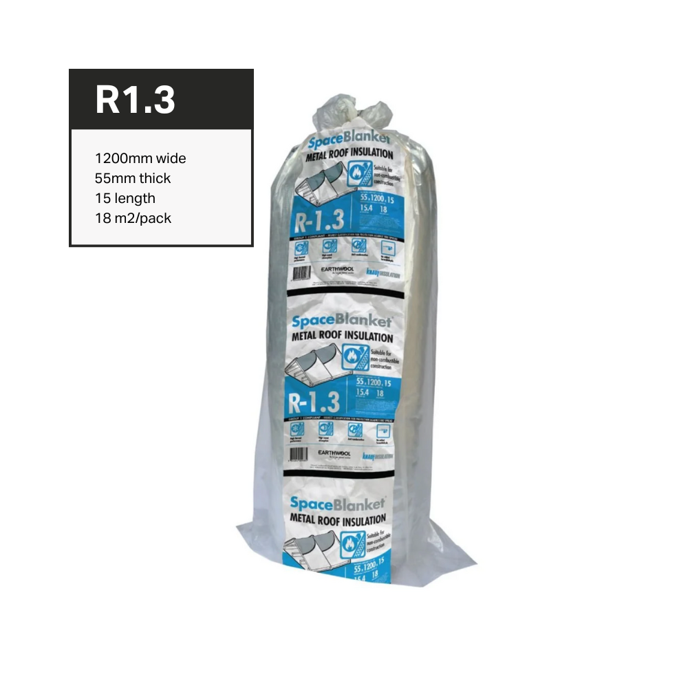 R1.3 Earthwool Roof Blanket Roll with Foil Facing – 55mm Thick
