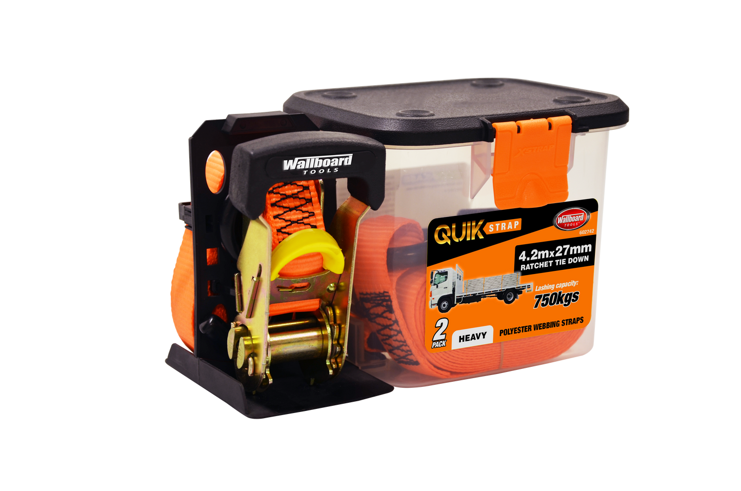 Ratchet Tie Down 27mm  4.2m 2pkt