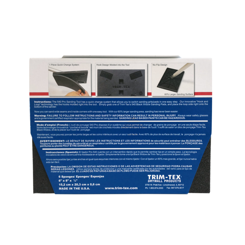 Black Widow Sanding Pads Medium Grit Trim-Tex - 6PK