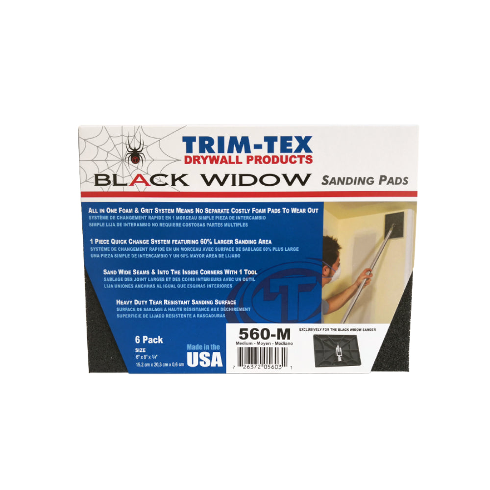 Black Widow Sanding Pads Medium Grit Trim-Tex - 6PK