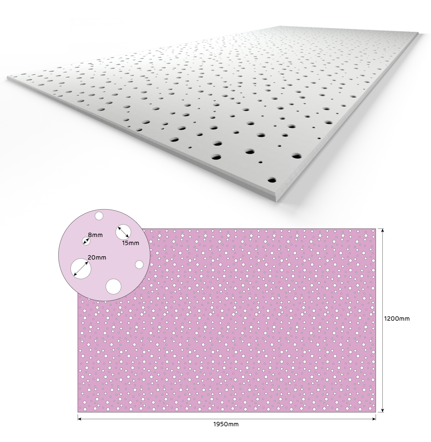 Siniat Createx S8/15/20- 12.5mm x 1200mm x 1950mm