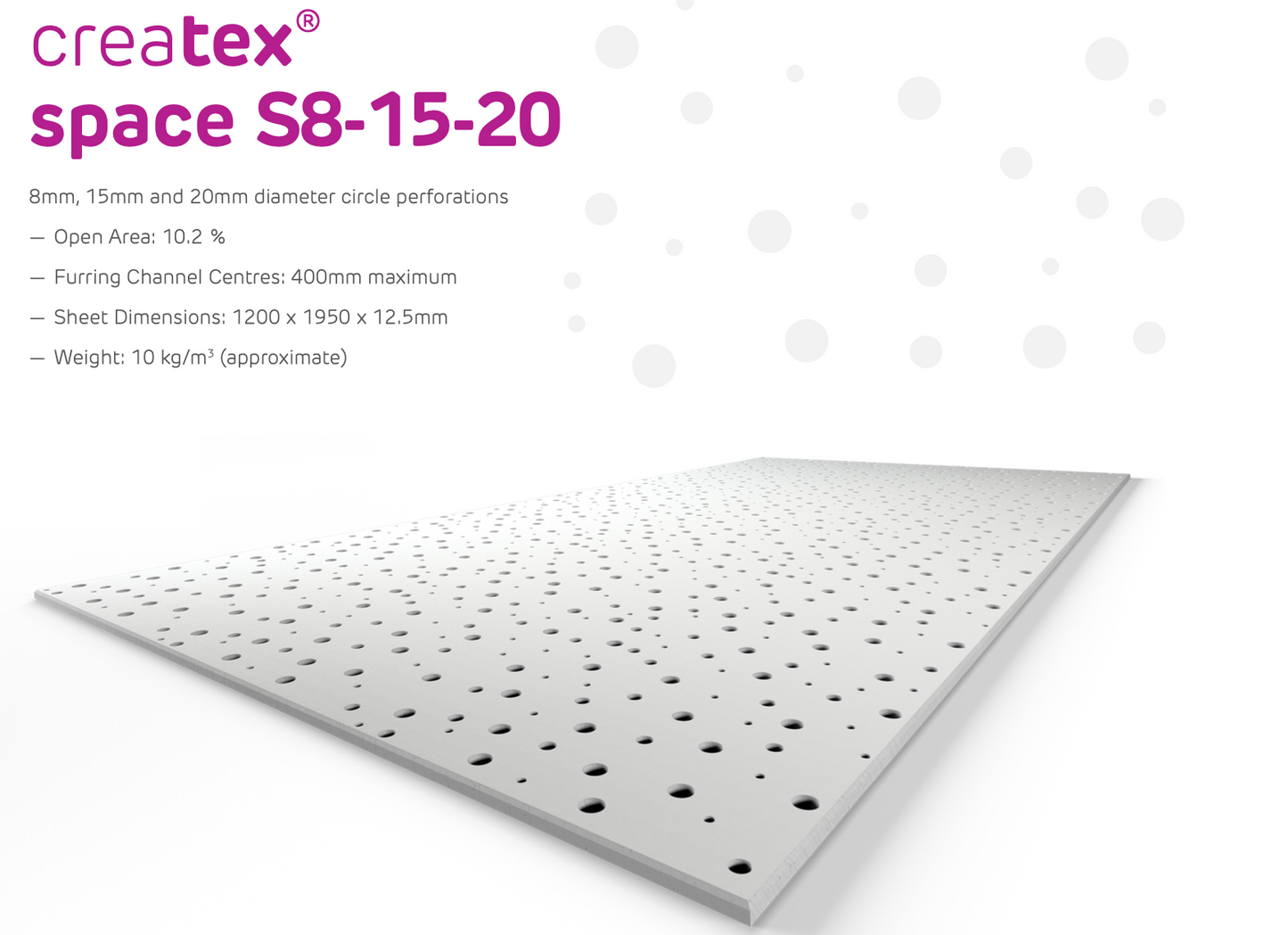 Siniat Createx S8/15/20- 12.5mm x 1200mm x 1950mm