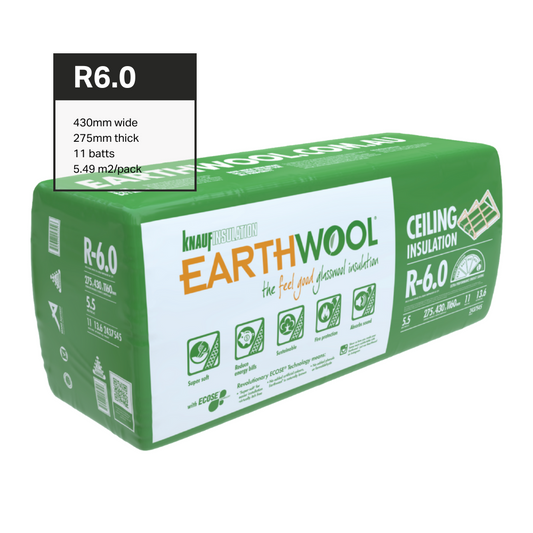 Earthwool® R-6.0 Ceiling Insulation-  275mm x 1160mm - 11pc/pack