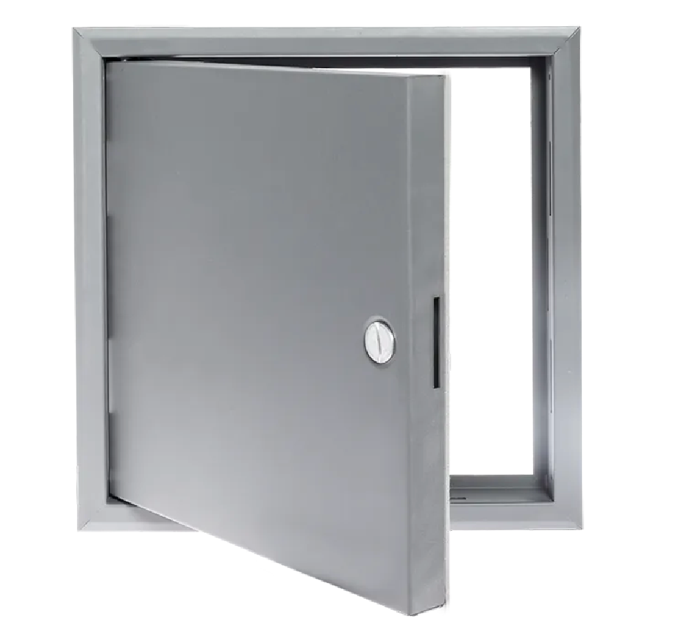 Metal Access Panel 450 x 450 Hinged Flanged Edge Budget Lock. Foam Tape Around Panel