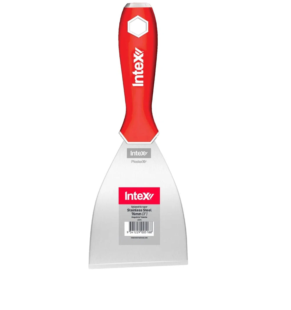 Plaster Scapper Intex PlasterX Stainless Steel Splayed Scraper with Ergo MegaGrip Hand ...