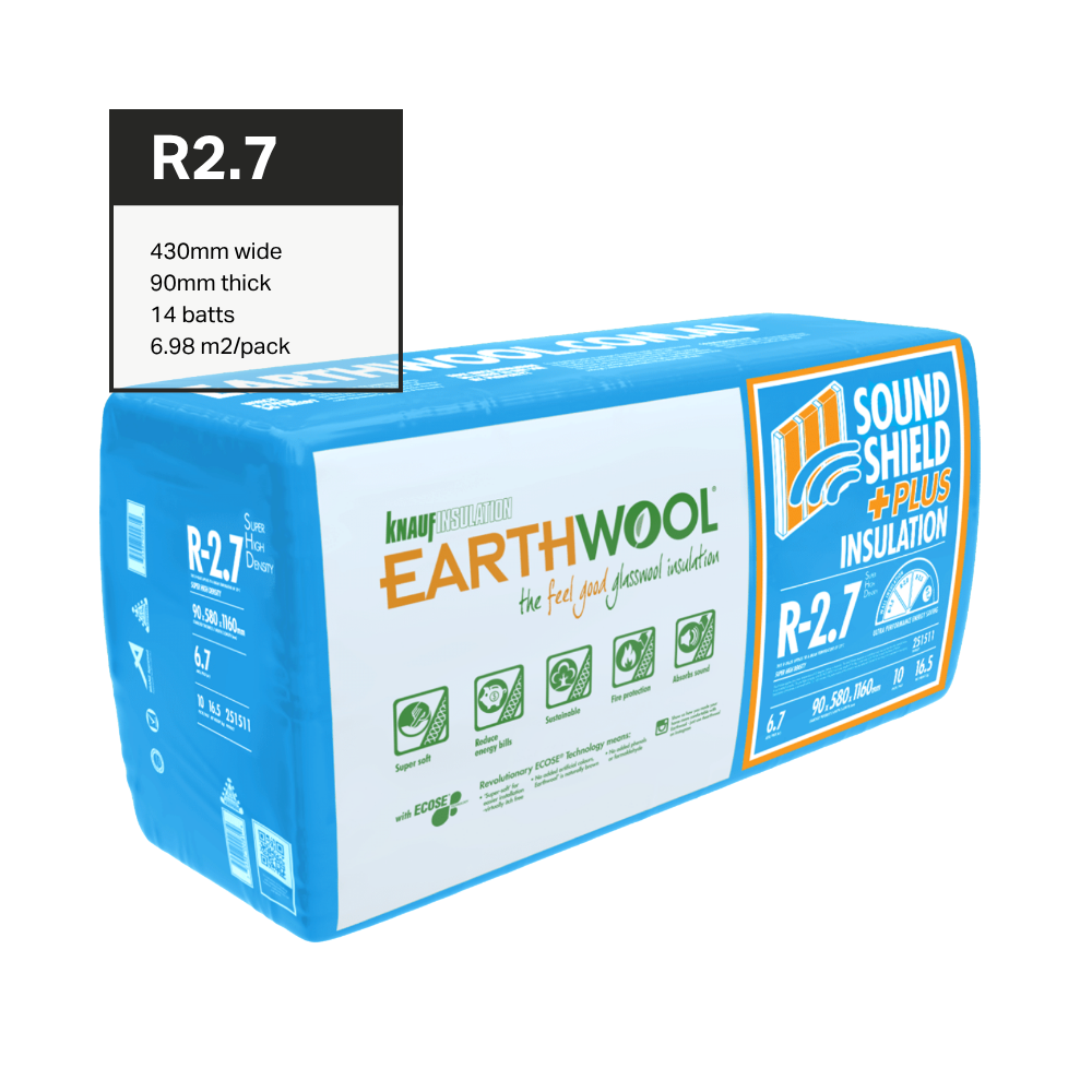 Earthwool R-2.7 SHD SoundShield Plus - 90mm x 1160mm - 10pc/pack